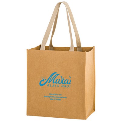 12"x8"x13" TSUNAMI - Washable Kraft Paper Grocery Tote Bag w/Web Handle