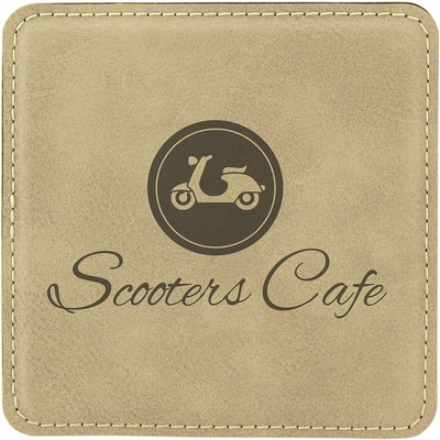 Leatherette Square Coaster (Light Brown)