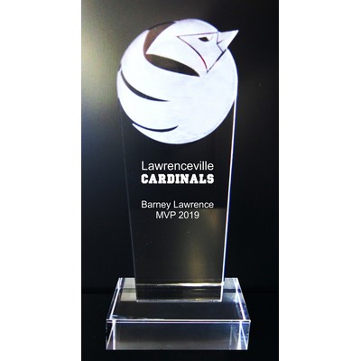 EXCLUSIVE! Acrylic and Crystal Engraved Award - 9-1/2" Tall - Cardinal