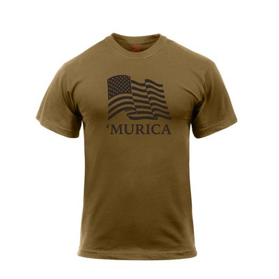 Coyote Brown Murica U.S. Flag T-Shirt (2X-Large)