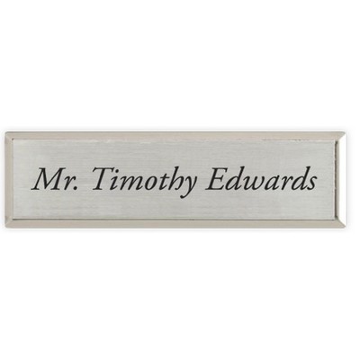 Engraved Metallic Name Badge - Silver, 3 1/2" x 2"