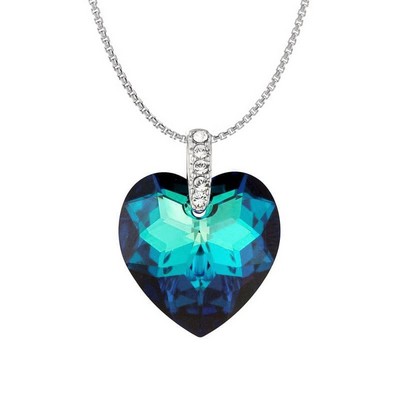 Swarovski Elements Crystal Heart Necklace - Bermuda Blue