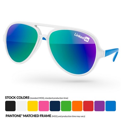 2-Tone Aviator Sport Mirror Sunglasses