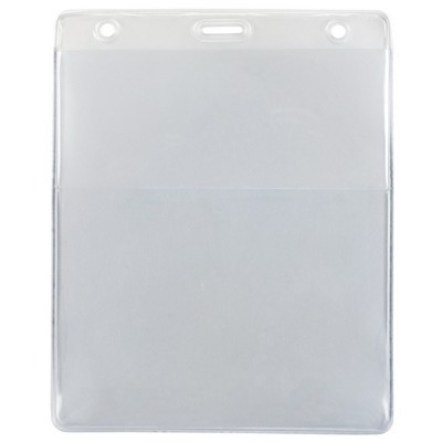 Vertical Top Load Badge Holder w/Slot &amp; Chain Holes (4.44" X 5.25")(Clear)