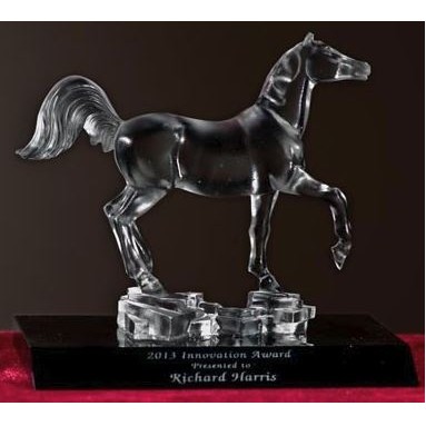 Custom Sculpted Crystal Horse Award