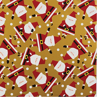 Dancing Santa Gold Gift Wrap