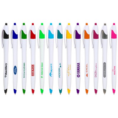 Union Printed - White Elegant Click Pens - Colored Trim with 1-Color Logo