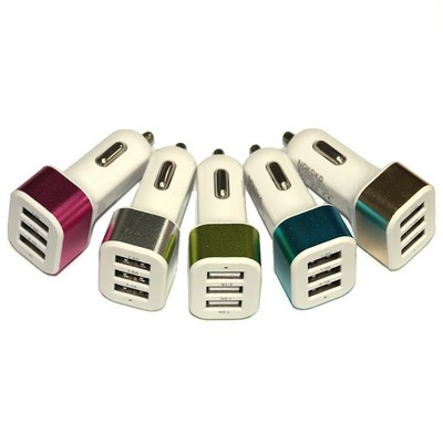 Aluminum Square 3 USB Ports Car Charger