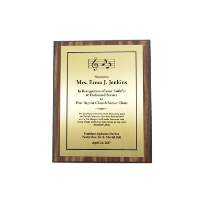 Walnut Finish Plaque w/Black Edge & Gold Plate 5" x 7"