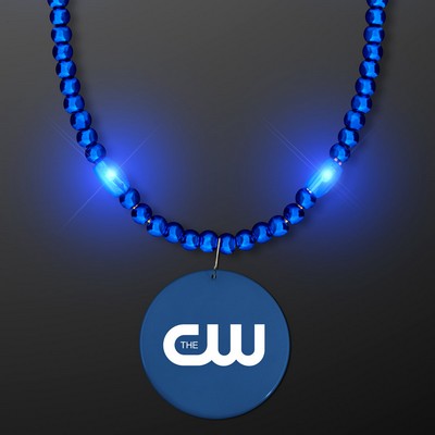 Light Up Electric Blue Mardi Gras LED Beads - Domestic Imprint