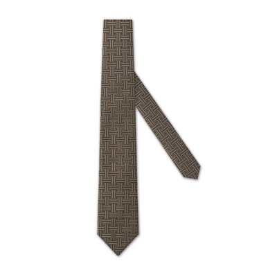 Poly Woven Necktie - Greek Key Gold