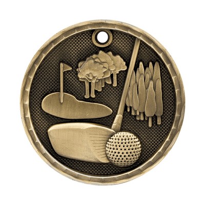 2" 3D Golf Medal