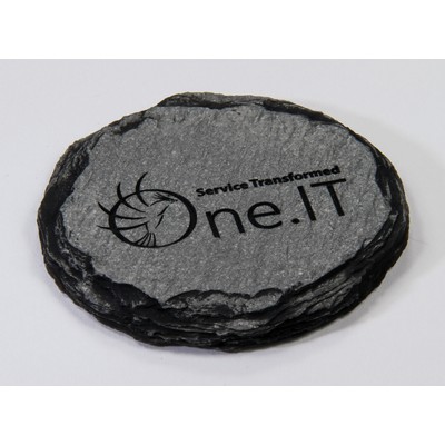 Round Slate-Texture Coaster w/Wash