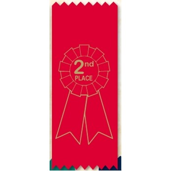 2"x 6" 2ND Place Stock Lapel Award Ribbon