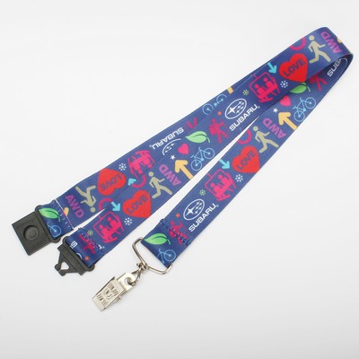 1" Dye Sublimation Full Color Imprint Neck Lanyards with Safety Breakaway