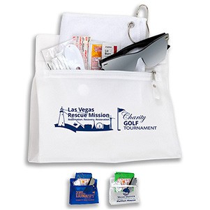 "LAYOVER" 15 Piece Golf Kit in Travel Pack with Zipper Components inserted into Zipper Kit