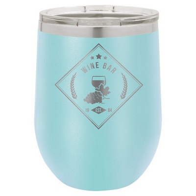 12 Oz. Stainless Steel Wine Tumbler - Light Blue