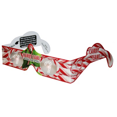 3D Glasses CANDY CANE, Holiday Specs - STOCK