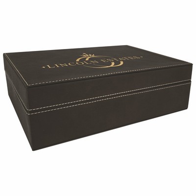 12 1/4" x 8 1/4" Black/Gold Leatherette Premium Gift Box