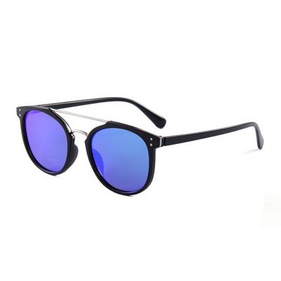 Sunglasses - Blue Mirror Lenses - Black Frames