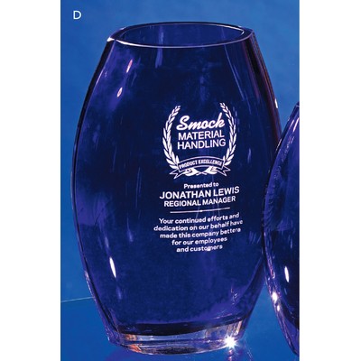 11½" Cobalt Blue Crystal Oval Vase Award