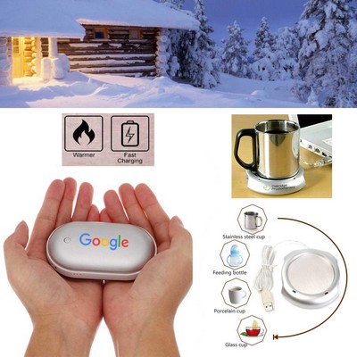 Kidder Hand Warmer + 5200mAh Power Bank Charger + Cup Warmer (Silver)