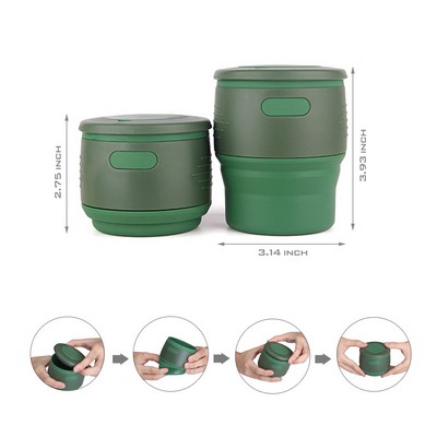 Collapsible Silicone Coffee Cup w/Top Compartment