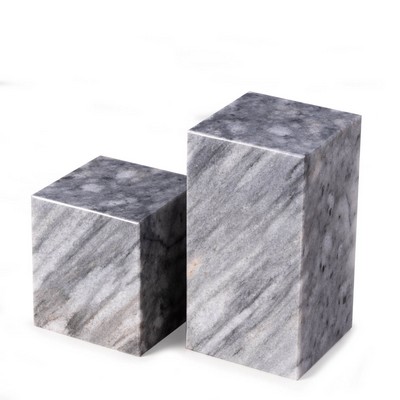 Grey Marble Cube Design Bookends