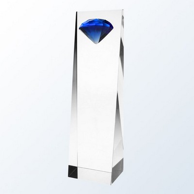 Blue Diamond Tower Optic Crystal Award - Large