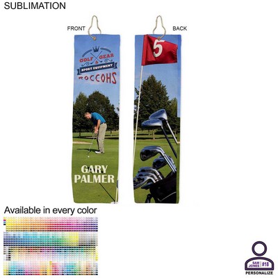 Personalized Plush Velour Terry Cotton blend Golf Towel,Trifold Hook and Grommet, Sublimated