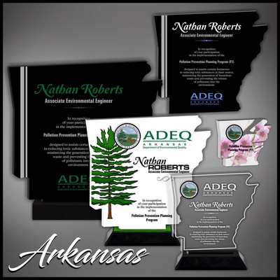 6" Arkansas Clear Acrylic Award with a Wood Base