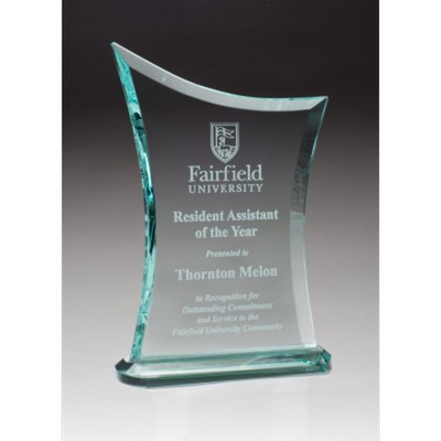 Contemporary Jade Glass Award with Oval-Shaped Base (6" x 8.75")