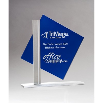 Diamond Series Blue Silk Screened Glass Award