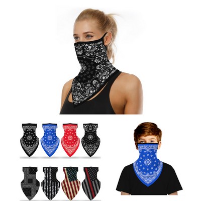 Breathable Ice Silk Triangle Bandana Face Scarf Ear Loops