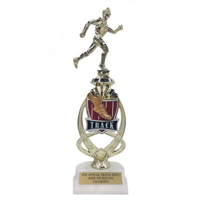 13" Male Track Trophy Riser w/Figure on Marble Base