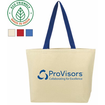 10 oz Cotton Canvas Tote Bag Royal Blue Handle - Eco Friendly Convention Tote 19 x 14 x 5