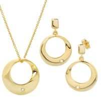 Jilco Inc. Yellow Gold Round Diamond Earring & Necklace Set