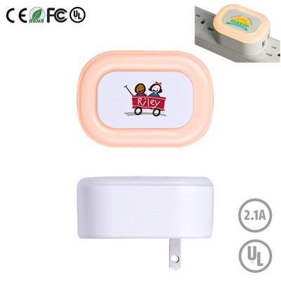 Candy Led Night Light Dual Usb Port Wall Charger - Ul Listed