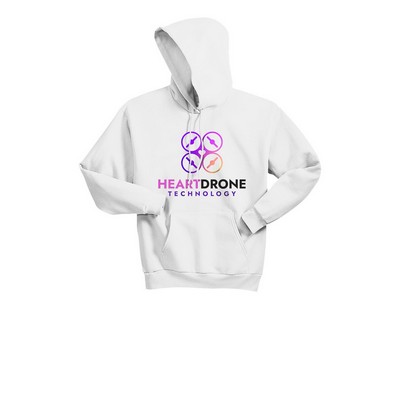 Hanes P170 - White Hoodie- Full-Color Imprint