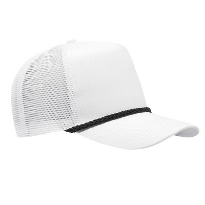 5 Panel Cotton Twill Front, Mesh Back Rope Cap