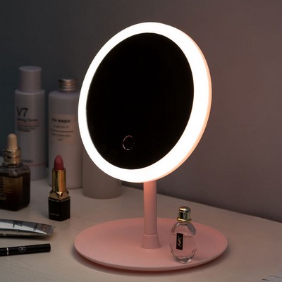 Rechargeable Lighted Makeup Mirror, 3 Colors Lighting 5X Magnification, 90¡ãSwivel, Bluetooth music