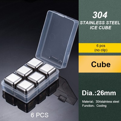 6 PCS Stainless Steel Wine Cube Set Without Clip