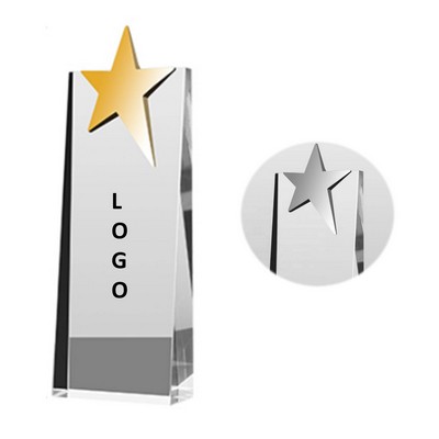 Creative Gold Plated Star Award Crystal Trophy