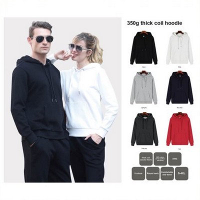 Unisex Stock 100% Cotton Hoodie w/Kangaroo Pocket - 350 Gsm Thick Coil