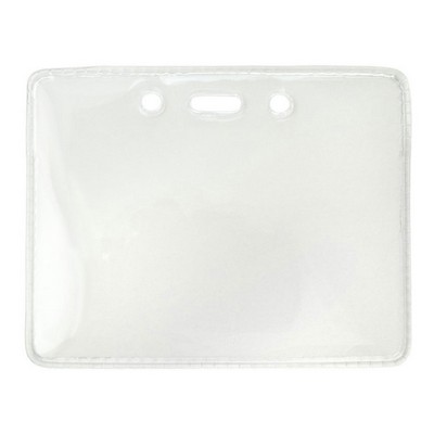 3.80" W x 3.00" H - Horizontal Anti-Static Clear Vinyl Badge Holder (1 Color Imprint)