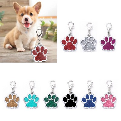 Cute Glitter Paw Pet Tag