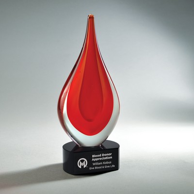 Red Teardrop Art Glass