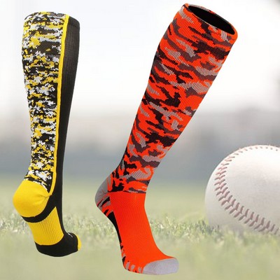 Cushioned knee high knitted baseball socks, 144 needle