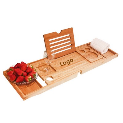 Bamboo Bathtub Caddy Tray with Extending Sides