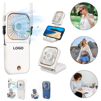 Multi Functional Portable Fan w/Power Bank & Lanyard